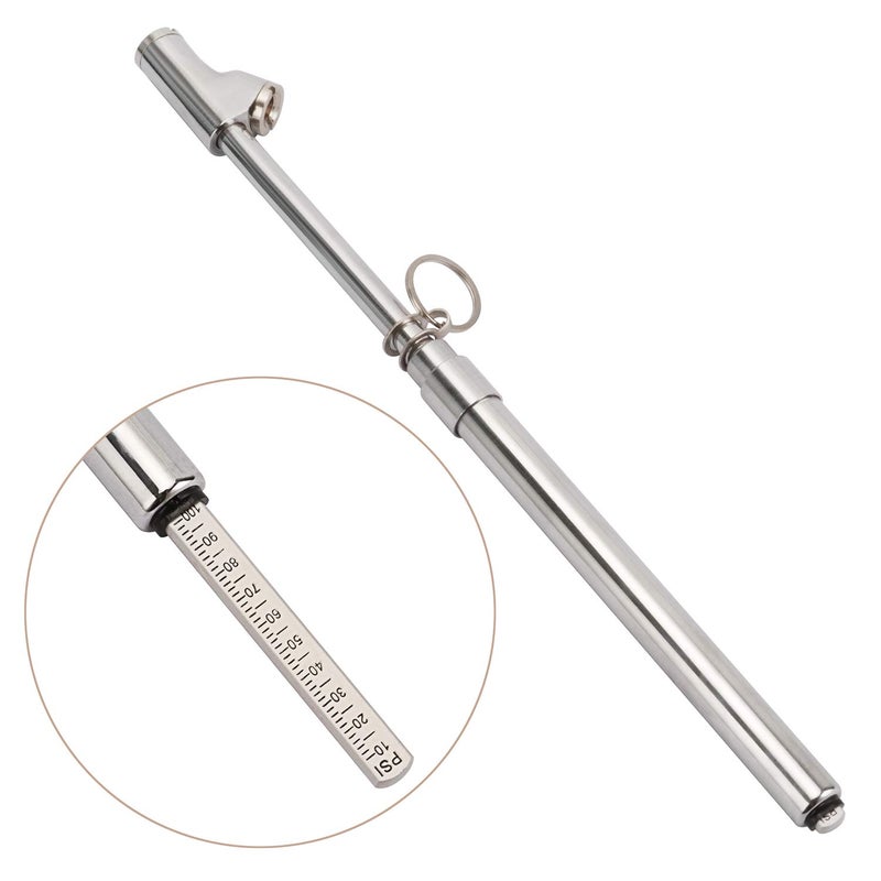 MEASUREMAN Heavy Duty Dual Head Truck Tire Gauge, Solid Brass Body, Aluminum Slide, with Hook, Range 10-150psi - Image 1